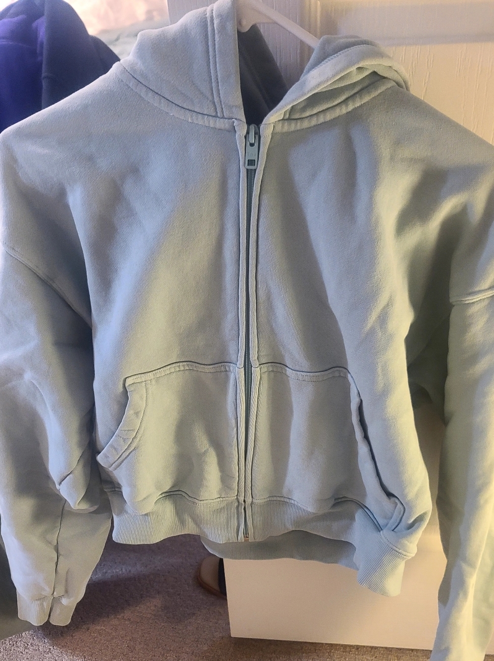 TNA Cozy Boyfriend Zip Hoodie in Mint Green